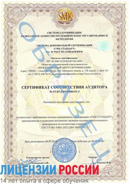 Образец сертификата соответствия аудитора №ST.RU.EXP.00006191-3 Алупка Сертификат ISO 50001