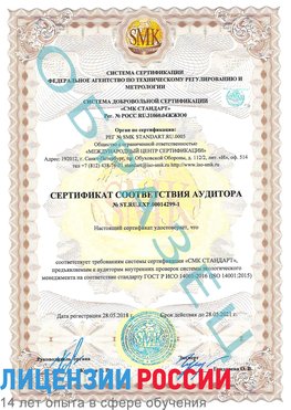 Образец сертификата соответствия аудитора №ST.RU.EXP.00014299-1 Алупка Сертификат ISO 14001